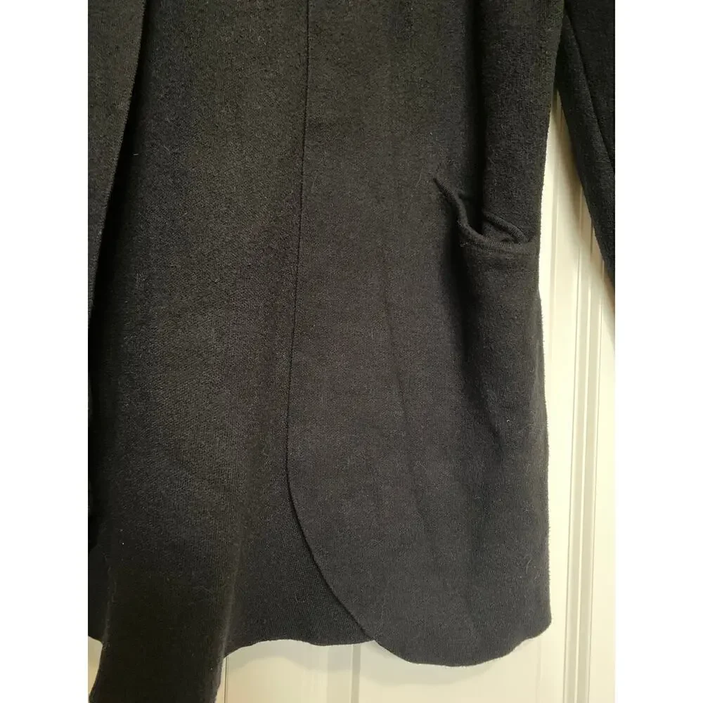 ATHLEISURE BY SIONI Hooded Cardigan Sweater Womens M Black Loungewear warm cozy